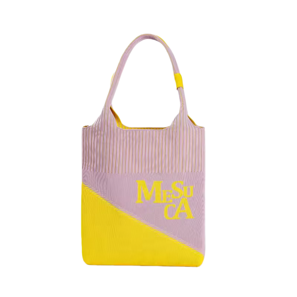 Versatile Knitted Bucket Tote - Spacious Open Closure, Shoulder Shoulder Bag