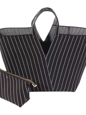 35414866-dc37-49d9-a6cf-da41e8fb07a8 Deep V Design Women’s Tote Bag - Large Capacity Polyester Shoulder Bag with Zippered Pocket