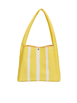 Striped Ladies Knitted Tote Bag - Casual, Portable Durable & Open Closure with Polyester Lining
