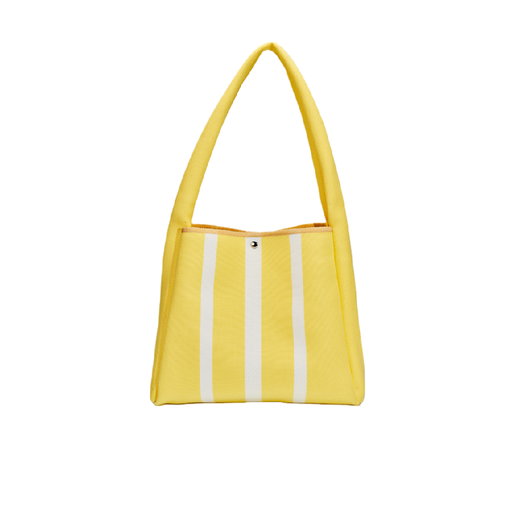 Striped Ladies Knitted Tote Bag - Casual, Portable Durable & Open Closure with Polyester Lining