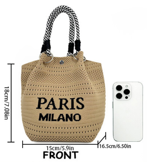 Hot Sale Custom Personalized Knitting Handbags for Women Portable Foldable Handmade  Bags