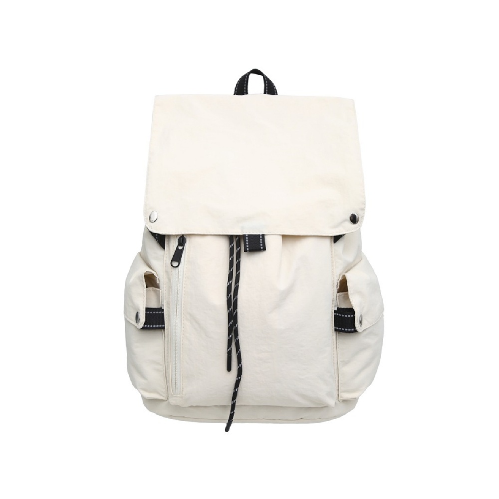 Women's Versatile Light Apricot Mini Nylon Backpack Portable Small Daypack for City Shopping Travel