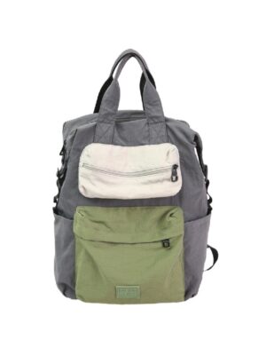 Korean Style Color Block Backpack - Lightweight Nylon Rucksack for Commute, Travel & School