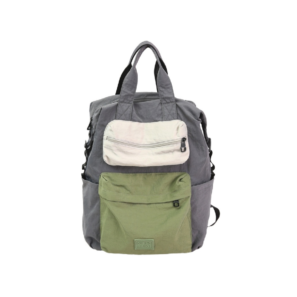 Korean Style Color Block Backpack - Lightweight Nylon Rucksack for Commute, Travel & School