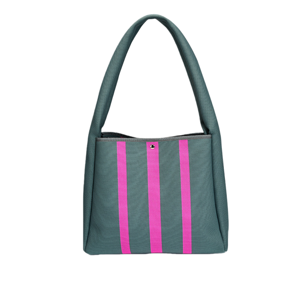 Striped Ladies Knitted Tote Bag - Casual, Portable Durable & Open Closure with Polyester Lining