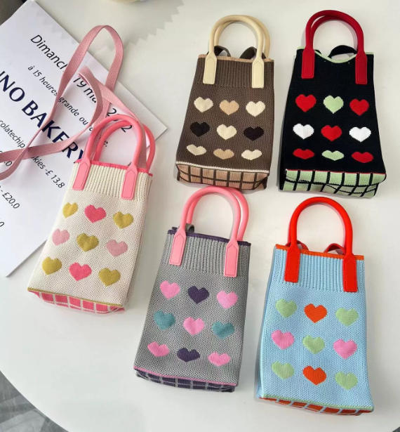 Kilobird Wholesale Check Pattern Mini Phone Bag - Women’s Knitted Crochet Crossbody Sling