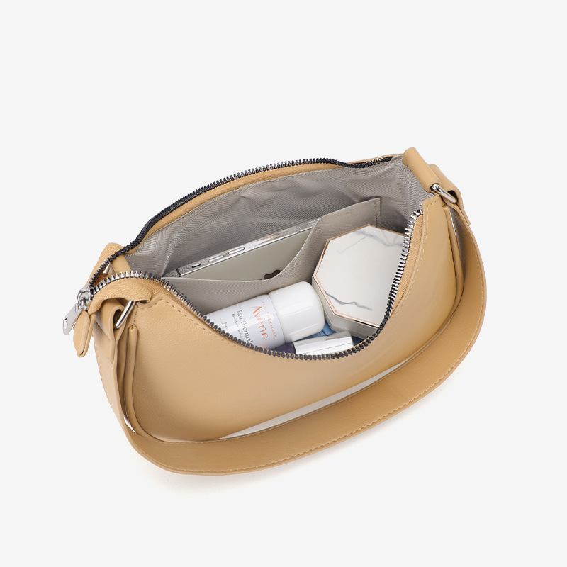 Women's Cute Crescent Hobo Tote - Mini Underarm Shoulder Bag with Zipper Closure