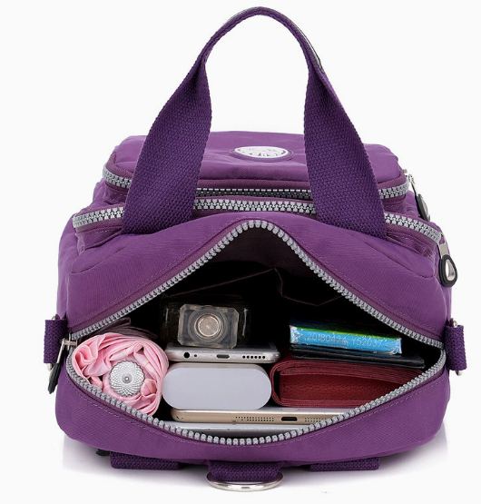 Rose Red Versatile Nylon Bag for Women - Casual Backpack Shoulder Crossbody for Work Travel Daily