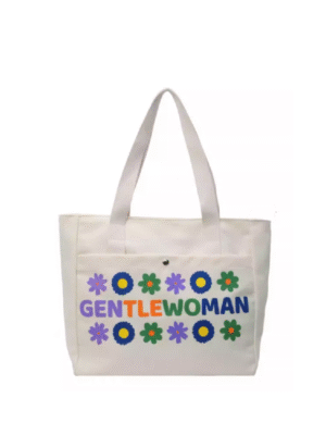 12 Wholesale GentleWoman Inspired Colorful Flower Print Canvas Tote Bag | Large Capacity Reusable Shopping Tote Factory Direct