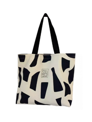 17 Wholesale Black And White Abstract Print Canvas Tote Bag | Large Capacity Reusable Shopping Tote Bag Factory Direct