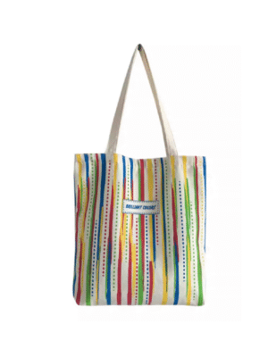 Colorful Striped Canvas Tote Bag | Custom Logo Bulk Wholesale Reusable Tote For Shopping & Daily Commute