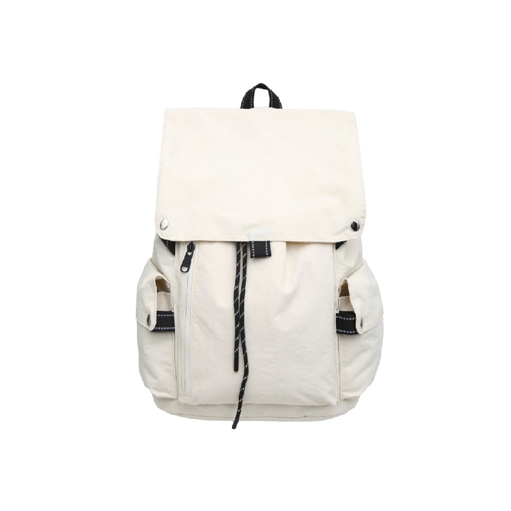 Women's Versatile Light Apricot Mini Nylon Backpack Portable Small Daypack for City Shopping Travel