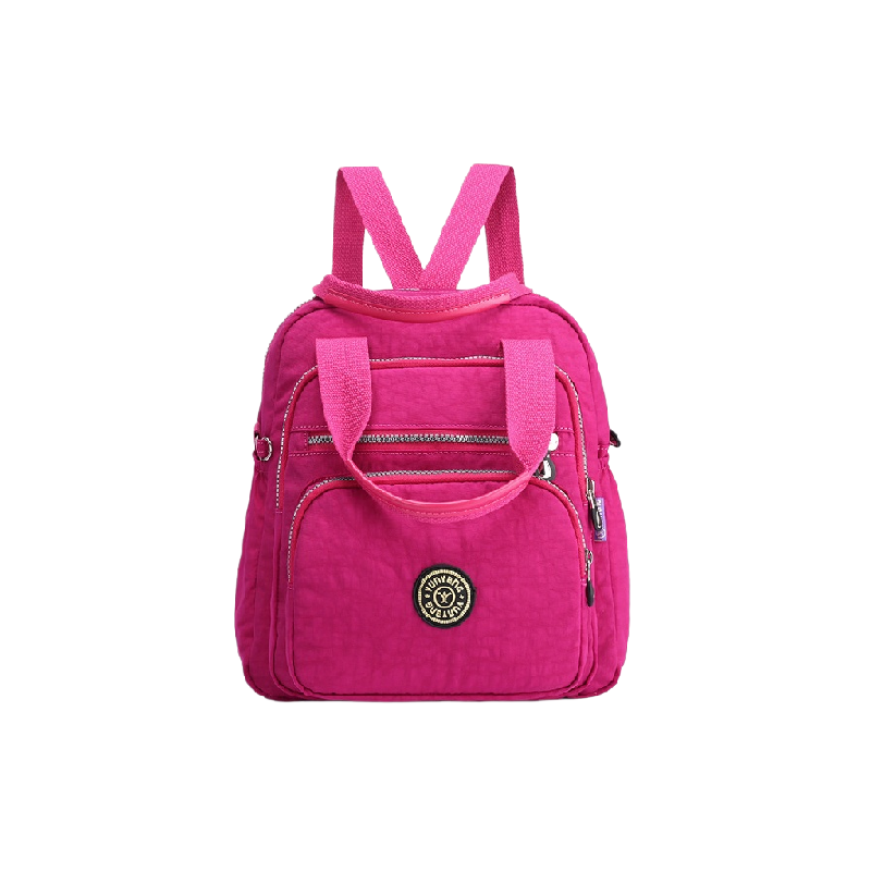 Rose Red Versatile Nylon Bag for Women - Casual Backpack Shoulder Crossbody for Work Travel Daily