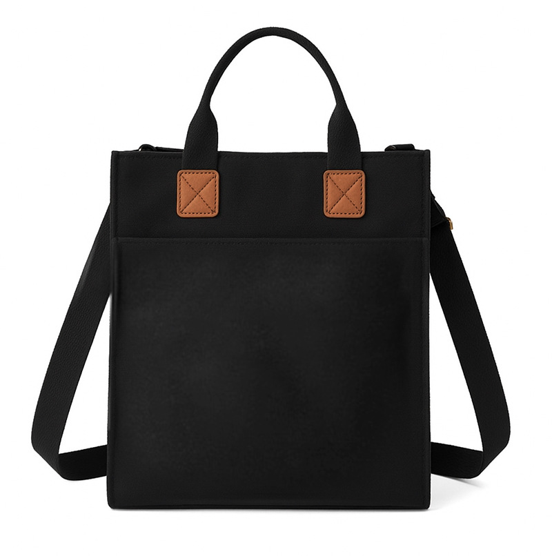 微信图片_20260205223245_1038_144 Wholesale Black Canvas Tote Bag | Multi-functional Crossbody Tote with Leather Details Factory Direct
