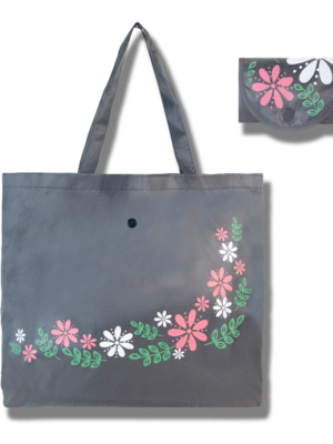微信图片_20260205232007_1040_144 Custom Gray Foldable Floral Tote Bag | Wholesale Eco-Friendly Reusable Shopping Tote