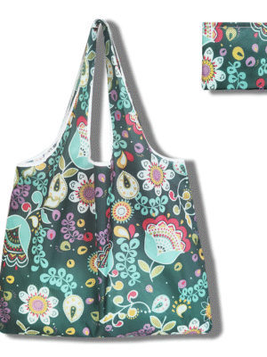 微信图片_20260205232209_1044_144 Custom Green Floral Foldable Tote Bag | Wholesale Eco-Friendly Reusable Shopping Tote