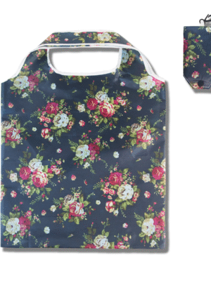 微信图片_20260205232308_1046_144 Vintage Navy Blue Floral Print Foldable Tote Bag | Wholesale Eco-Friendly Reusable Shopping Tote For Retail Resale