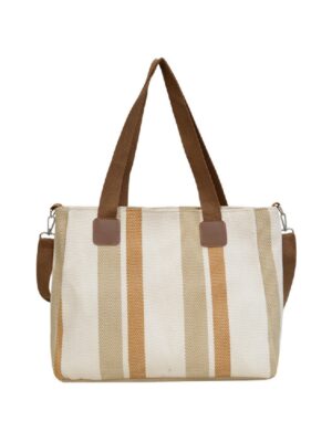 88 Striped Canvas Tote Bag | Wholesale Custom Large Capacity Shoulder Bag for Importers