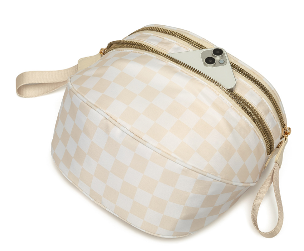 f Checkered Saddle Crossbody Bag | Wholesale Casual Sling Bag for Women