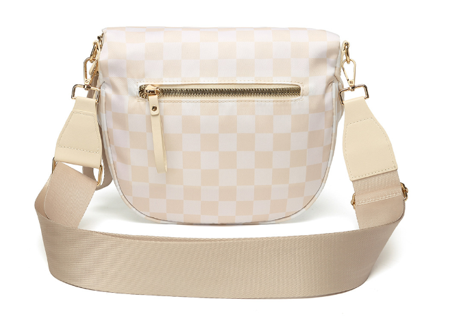他 Checkered Saddle Crossbody Bag | Wholesale Casual Sling Bag for Women