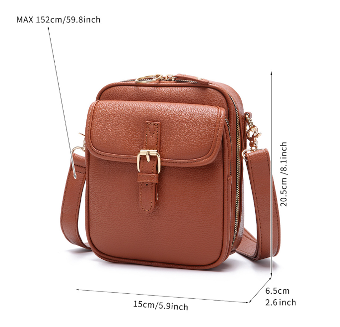 发烦烦烦 Durable PU Leather Vertical Sling Bag | Bulk Wholesale Casual Crossbody Bag