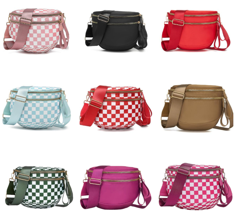 符合 Checkered Saddle Crossbody Bag | Wholesale Casual Sling Bag for Women